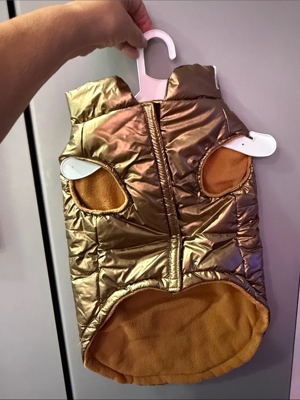 Fashion Pet Gold Puffer Dog Coat - Insulated Reversible Jacket